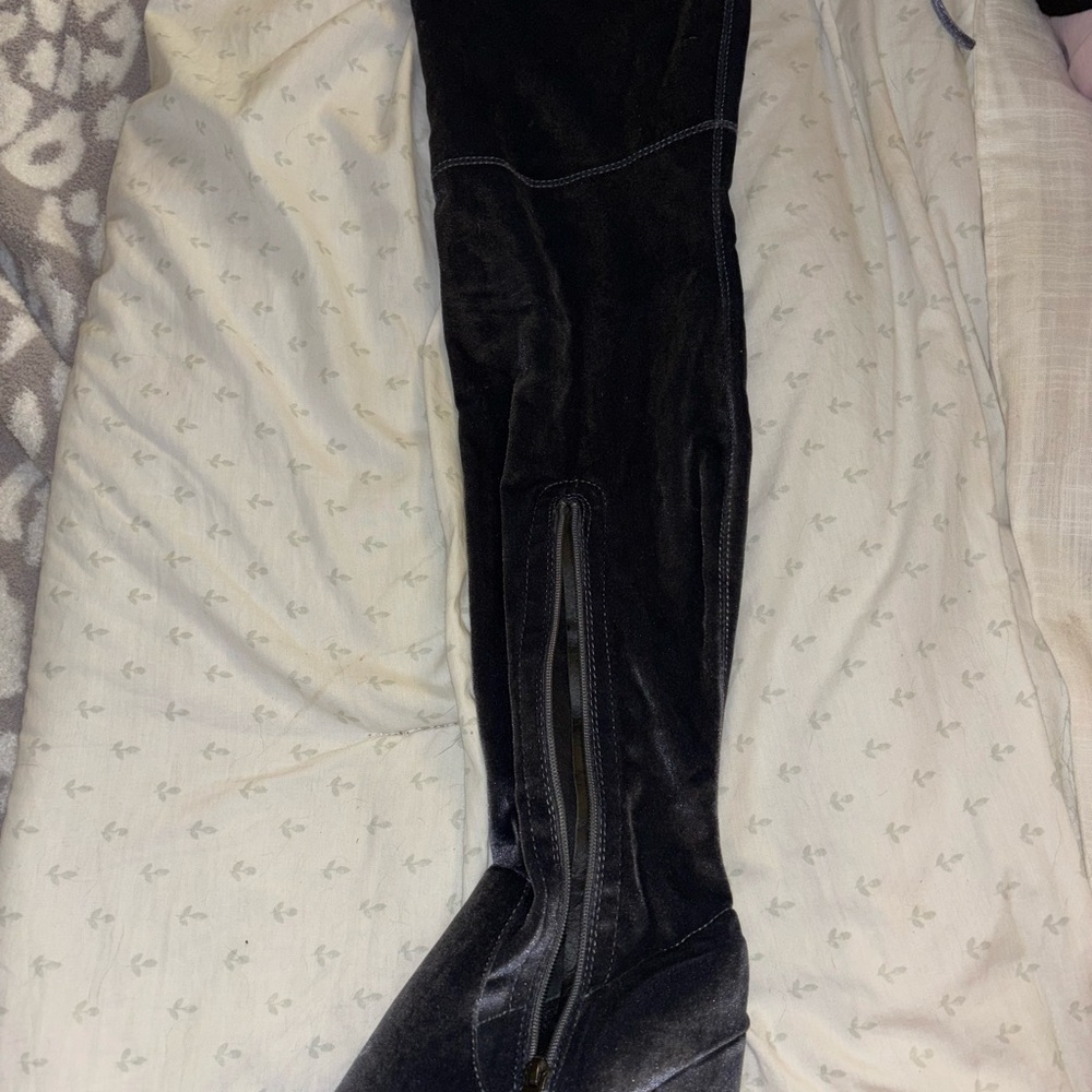 Velvet Blue Over-the-Knee Women's Boots